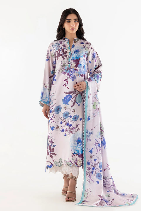 Sana Safinaz Floral Satin Printed Shirt + Dupatta