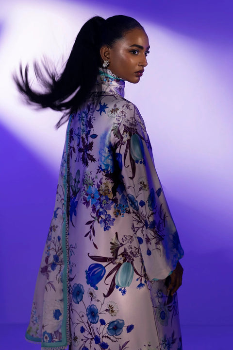 Sana Safinaz Floral Satin Printed Shirt + Dupatta
