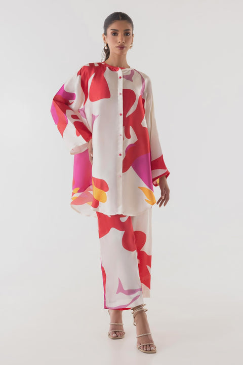 Sana Safinaz Satin Printed Shirt + Culotte