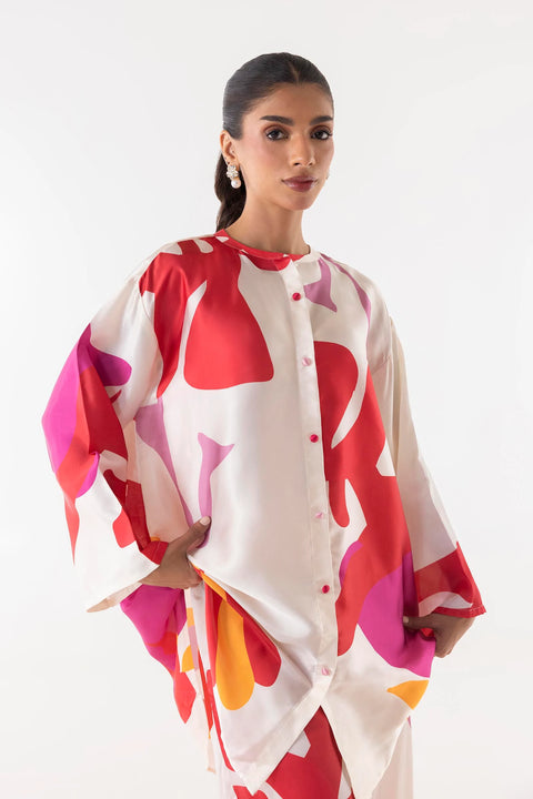 Sana Safinaz Satin Printed Shirt + Culotte