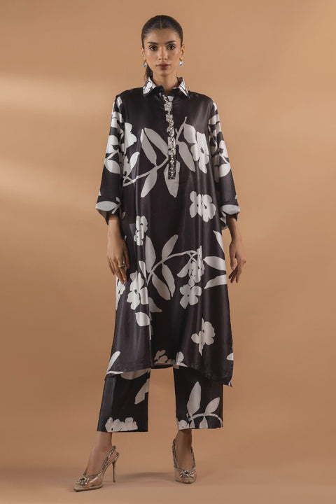 Sana Safinaz Stitched 25 Satin Shirt + Culotte