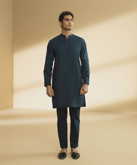 Burooj Man Navy Blue Fine Cotton Kurta Trouser