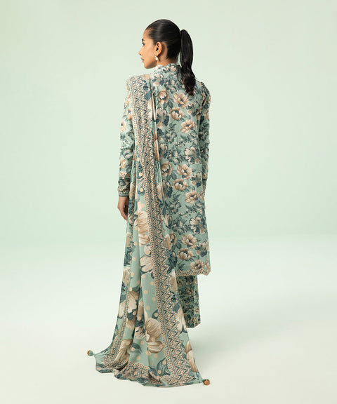 Sapphire 3 Piece Aqua Printed Linen Suit