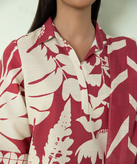 Sapphire 3 Piece Cherry Pink Printed Light Khaddar Suit