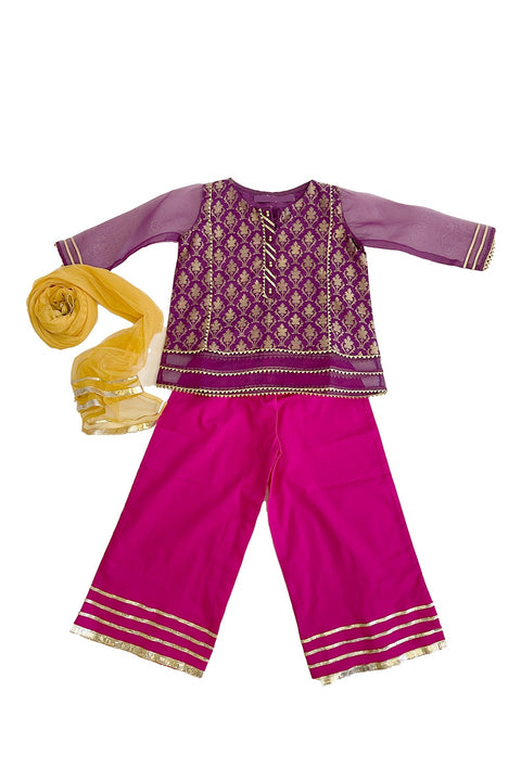 Burooj Kids Girls Purple Trouser Set