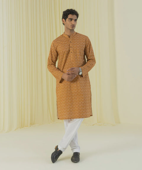 Burooj Man Digital Printed Rust Cotton Kurta Trouser Regular Fit