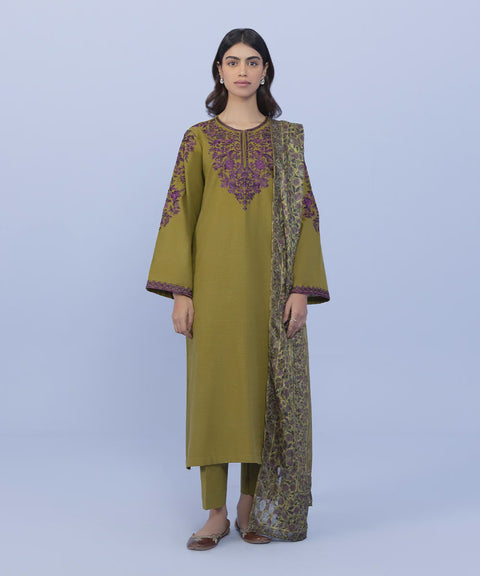 Sapphire 3 Piece - Embroidered Khaddar Suit