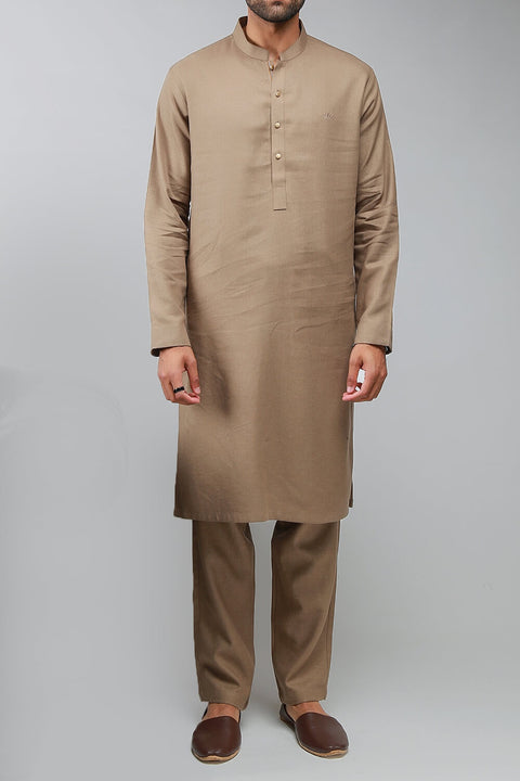 Burooj Man Beige Premium Irish Linen Kurta Trouser in Slim Fit