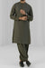 Burooj Man Olive Green Embroidered Wash & Wear Shalwar Kameez Regular Fit