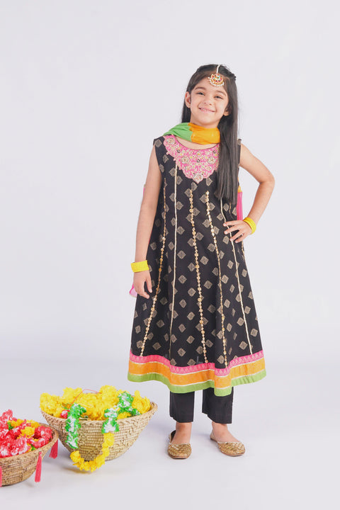 Girls Black Dress Trouser & Dupata