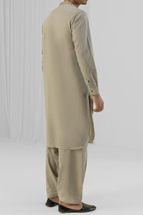 Burooj Man Brown Cotten MÌäLANGE Shalwar Kameez Regular Fit