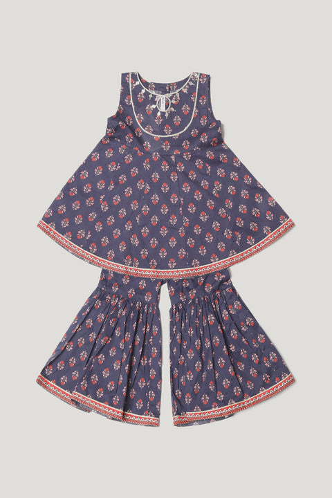 Blue Printed Kameez & Gharara New Born Girls Range