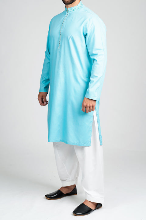 Burooj Men's Light Blue Kurta/Shalwar