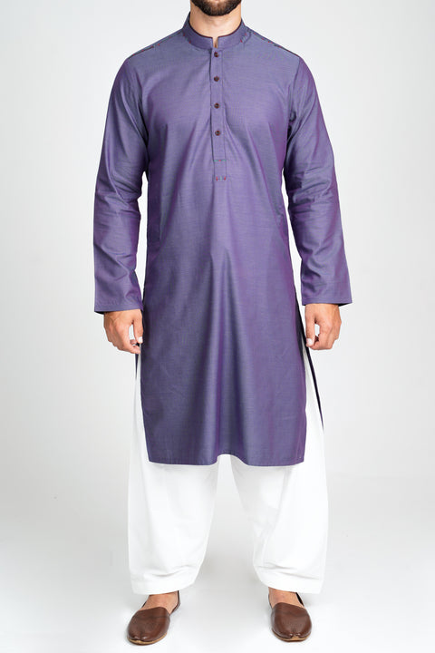 Burooj Men's two tone Purple Kurta/shalwar