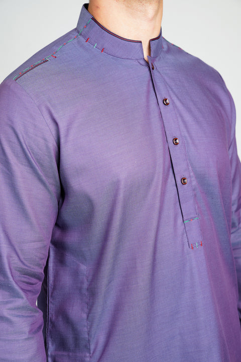 Burooj Men's two tone Purple Kurta/shalwar