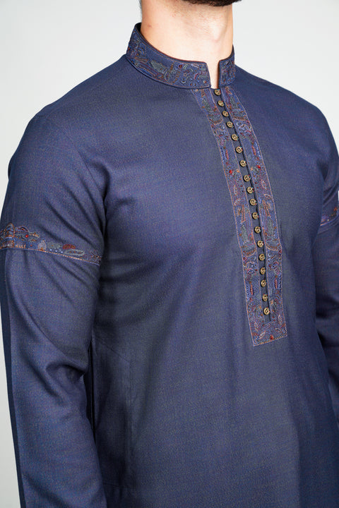 Burooj Men's Shalwar Kameez Formal Navy Blue Slim Fit