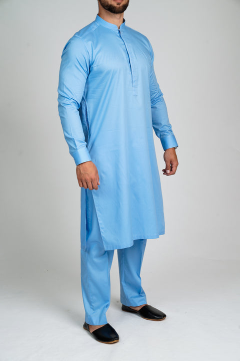 Burooj Men’s Exclusive Sky Blue Kurta with Trousers Slim Fit