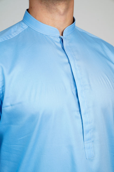 Burooj Men’s Exclusive Sky Blue Kurta with Trousers Slim Fit