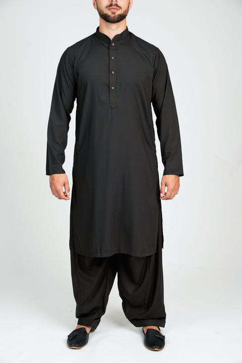 Burooj man black classic silver buttons 