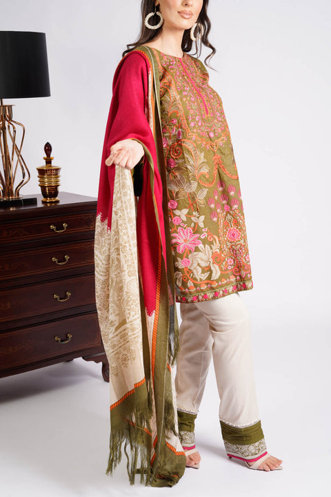 Sana Safinaz Winter Collection beige 3 piece Suit.