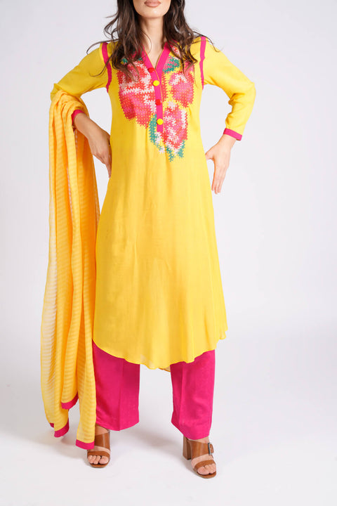 Burooj Winter Collection yellow 3 piece Suit.