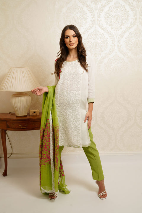 Burooj Ladies off-white 3pc Trouser suit