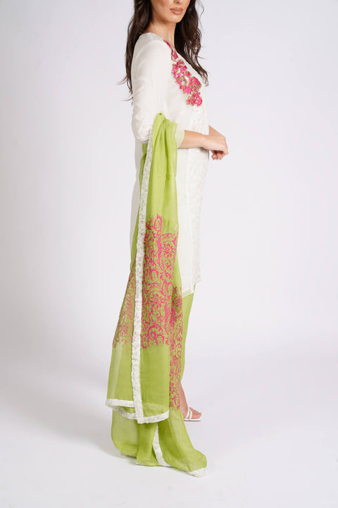 Burooj Ladies off-white 3pc Trouser suit