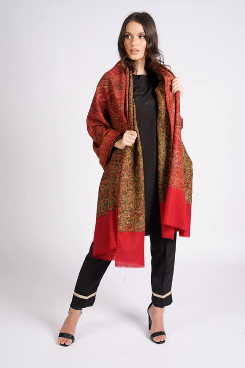 Burooj Women's Red Wool blend Shawl