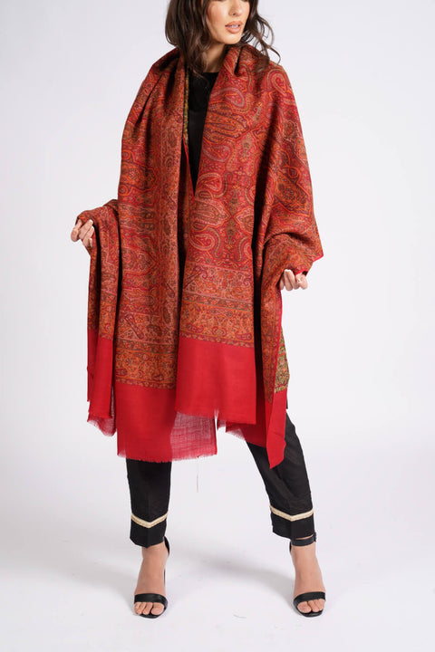 Burooj Women's Red Wool blend Shawl