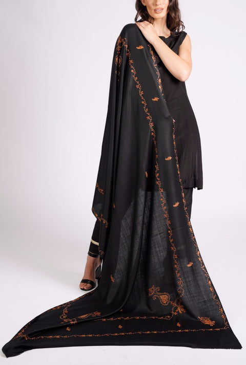 Burooj Women's Black Wool blend Shawl