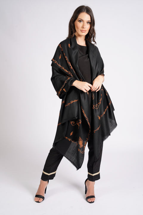 Burooj Women's Black Wool blend Shawl