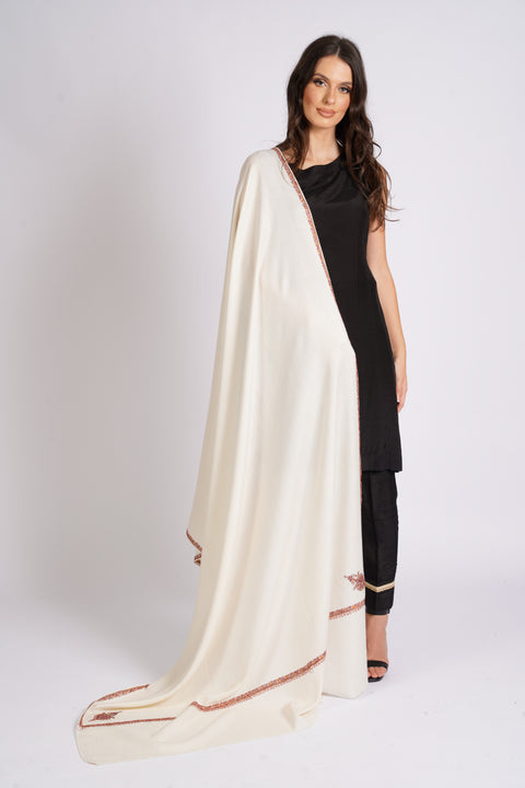 Burooj Women’s Cream, Wool blend Shawl