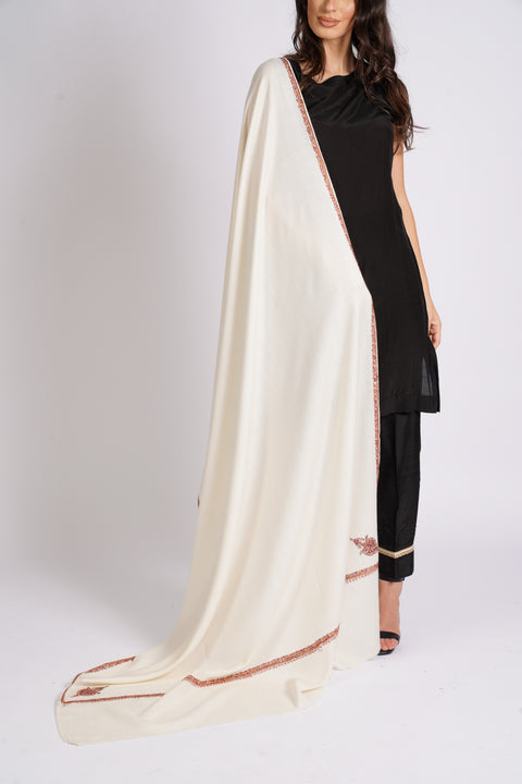Burooj Women’s Cream, Wool blend Shawl