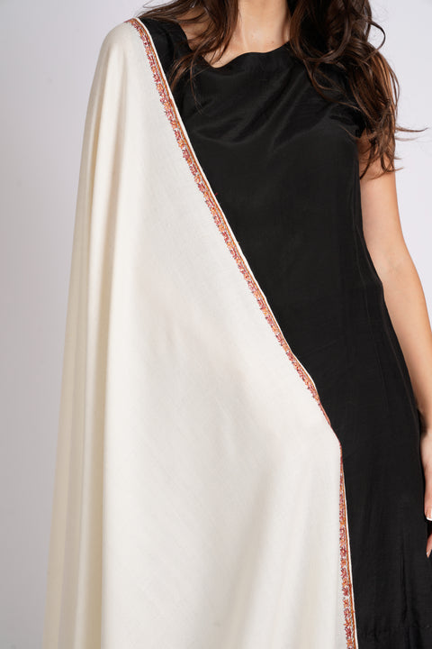 Burooj Women’s Cream, Wool blend Shawl