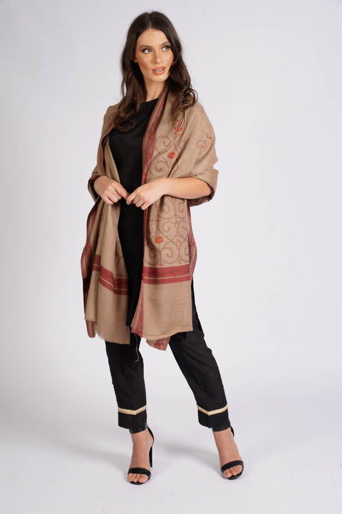 Burooj Women's brown Wool blend Shawl