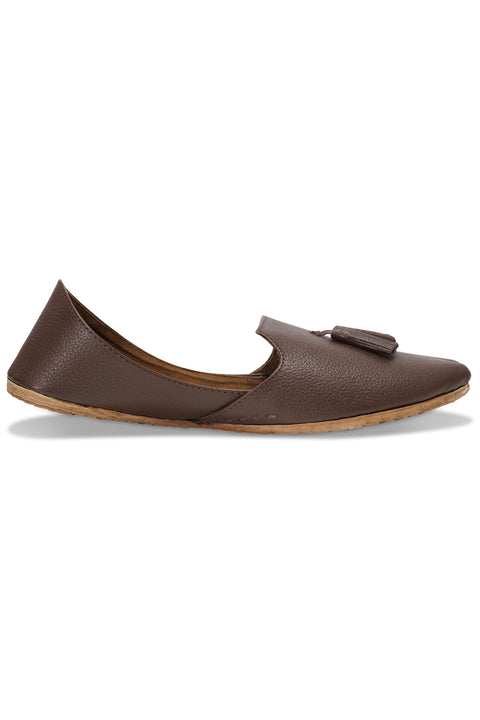 Burooj Men's Brown Punch Design Leather Kussah
