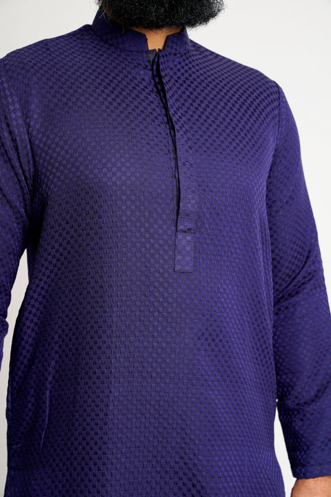 Burooj Mens Kurta Blue Karandi Check