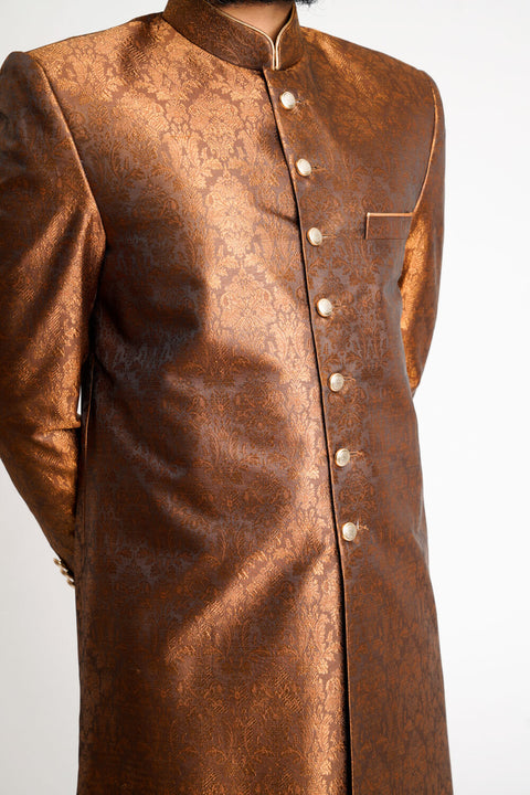 Burooj Men's Copper Brocade  Sherwani