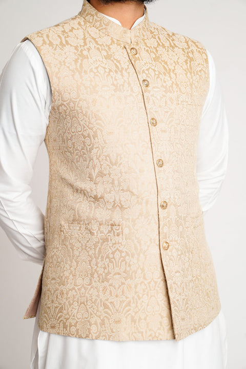 Burooj Men's Signature Collection Cream / Gold waistcoat