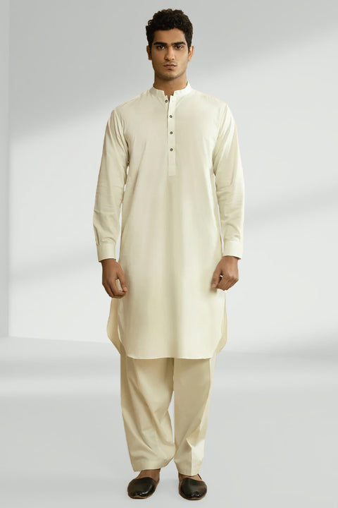 Burooj Man Ash White Cotton Shalwar Kameez Regular Fit