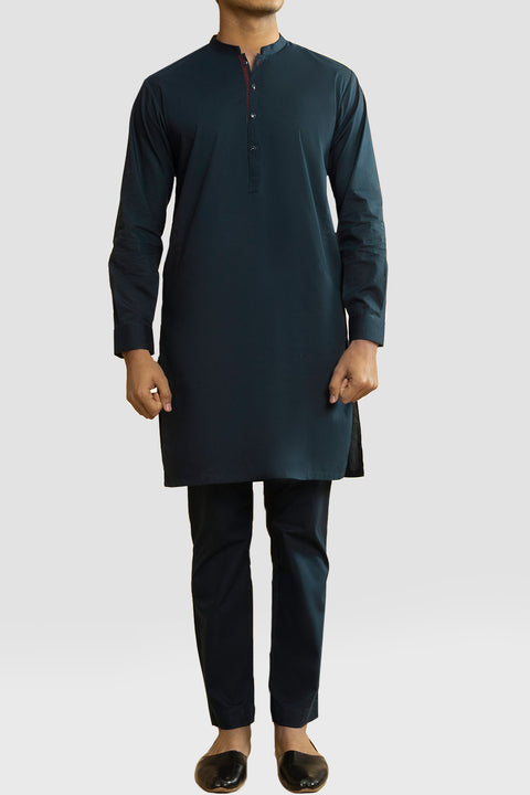 Burooj Man Navy Blue Fine Cotton Kurta Trouser