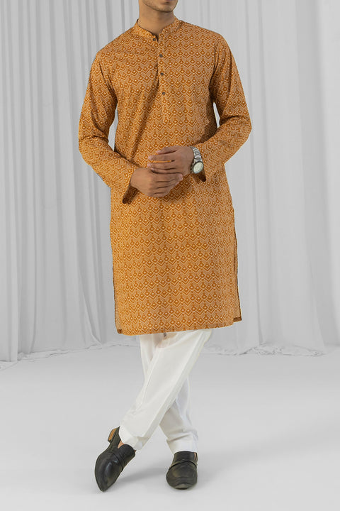 Burooj Man Digital Printed Rust Cotton Kurta Trouser Regular Fit
