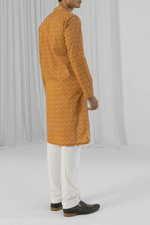 Burooj Man Digital Printed Rust Cotton Kurta Trouser Regular Fit