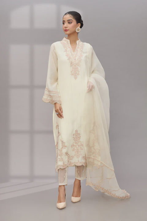 Ivory Flora M Off-White Khadinet Shirt/Dupatta