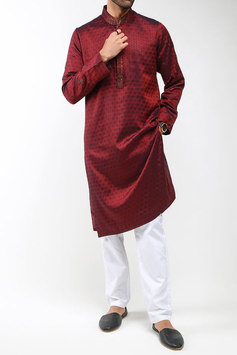 Burooj Men's Signature Rouge Maroon Formal  Kurta
