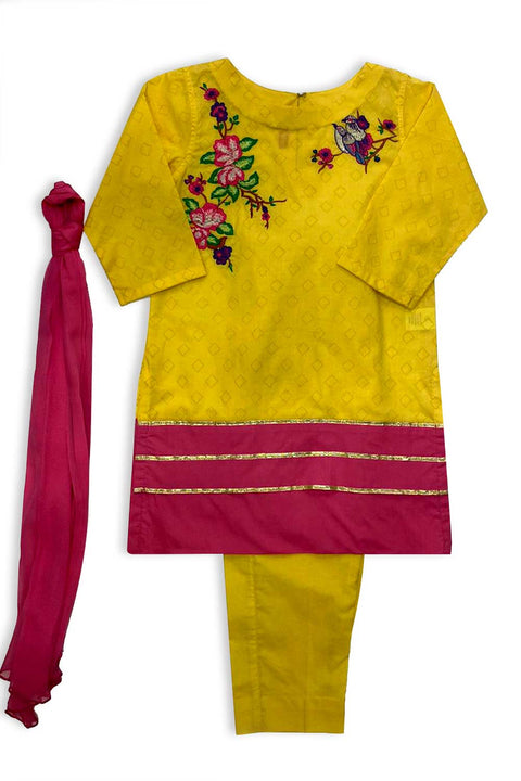 Girls Yellow  Shalwar Kameez 3pc