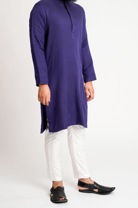 Burooj Mens Kurta Blue Karandi Check