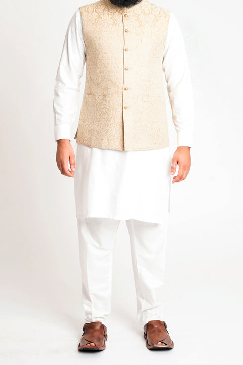 Burooj Men's Signature Collection Cream / Gold waistcoat