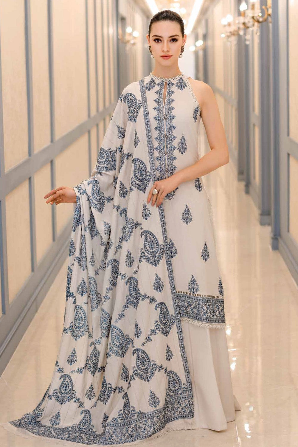 Bareeze Unstitched Off White Moon Rise L Karandi Shawl Design– Burooj Online