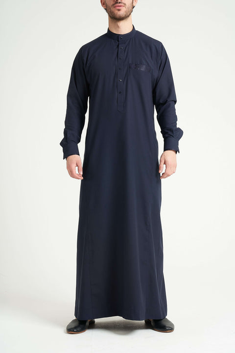 Burooj Men's Navy Blue Luxury Thobe / Jubbah